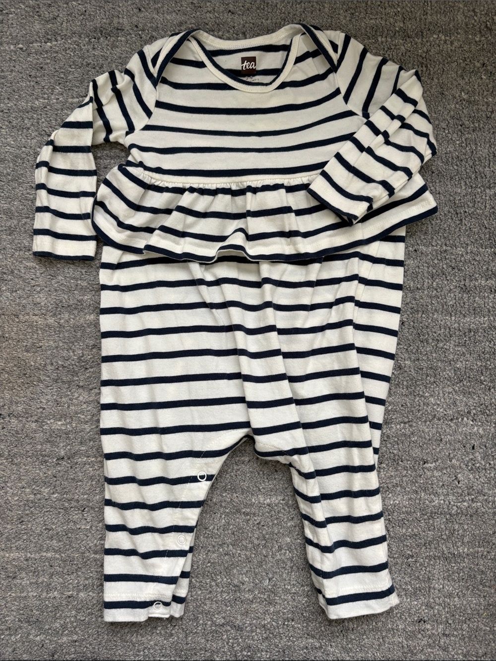 Tea Collection Navy & White Striped Peplum Romper